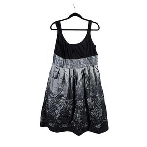 R&M Richards Black Grey Tiered Fit Flare Party Dress Size 14